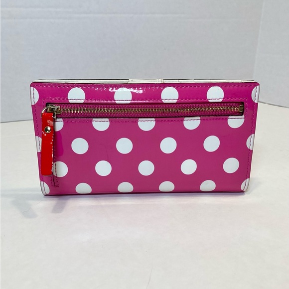 Kate Spade New York Carlisle Street Stacy Hot Pink Polka Dot Bi-Fold Wallet - Picture 4 of 12